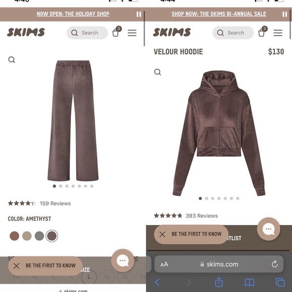 SKIMS Other - SKIMS velour sweatsuit NWT